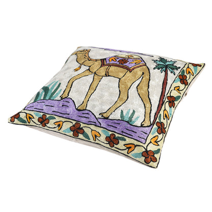 Hand Embroidered Cushion Cover - Camel