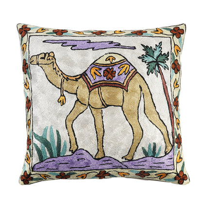 Hand Embroidered Cushion Cover - Camel