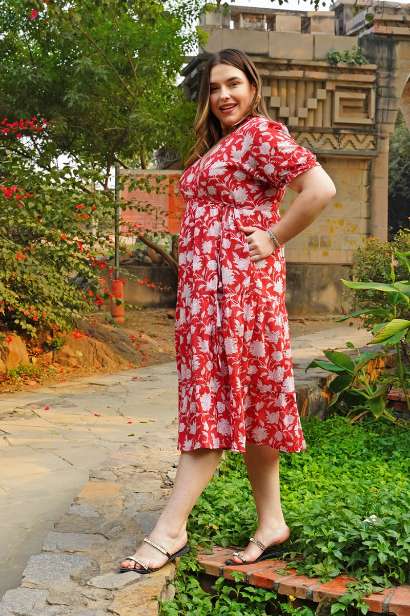 Gulnar Wrap Midi Cotton Dress