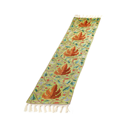 Hand Embroidered Table Runner - Leaves