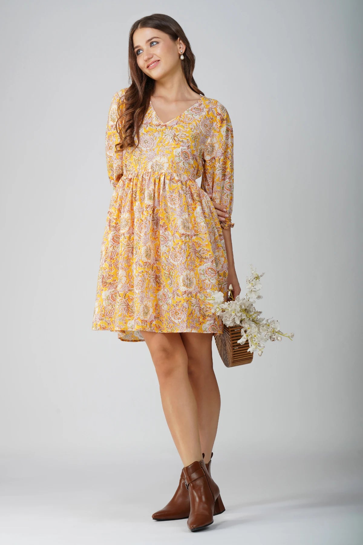 Maria Mini Dress - Yellow