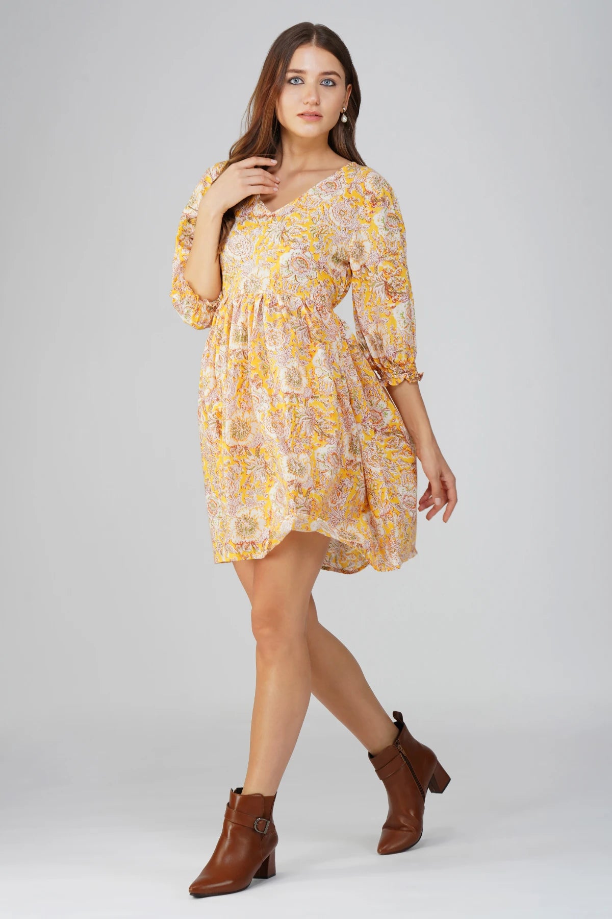 Maria Mini Dress - Yellow