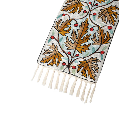 Hand Embroidered Table Runner - Leaves