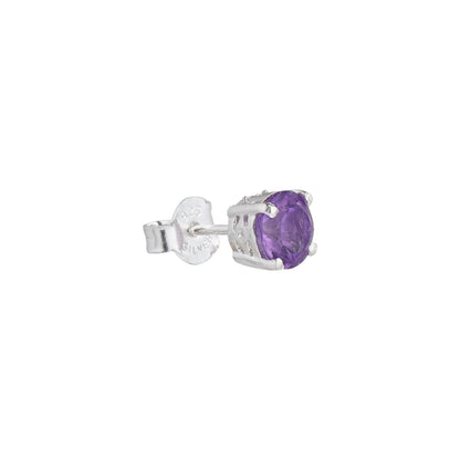 925 Sterling Silver Stud Earrings - Amethyst Stone