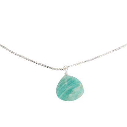 925 Sterling Silver Necklace - Amazonite Stone Pendant