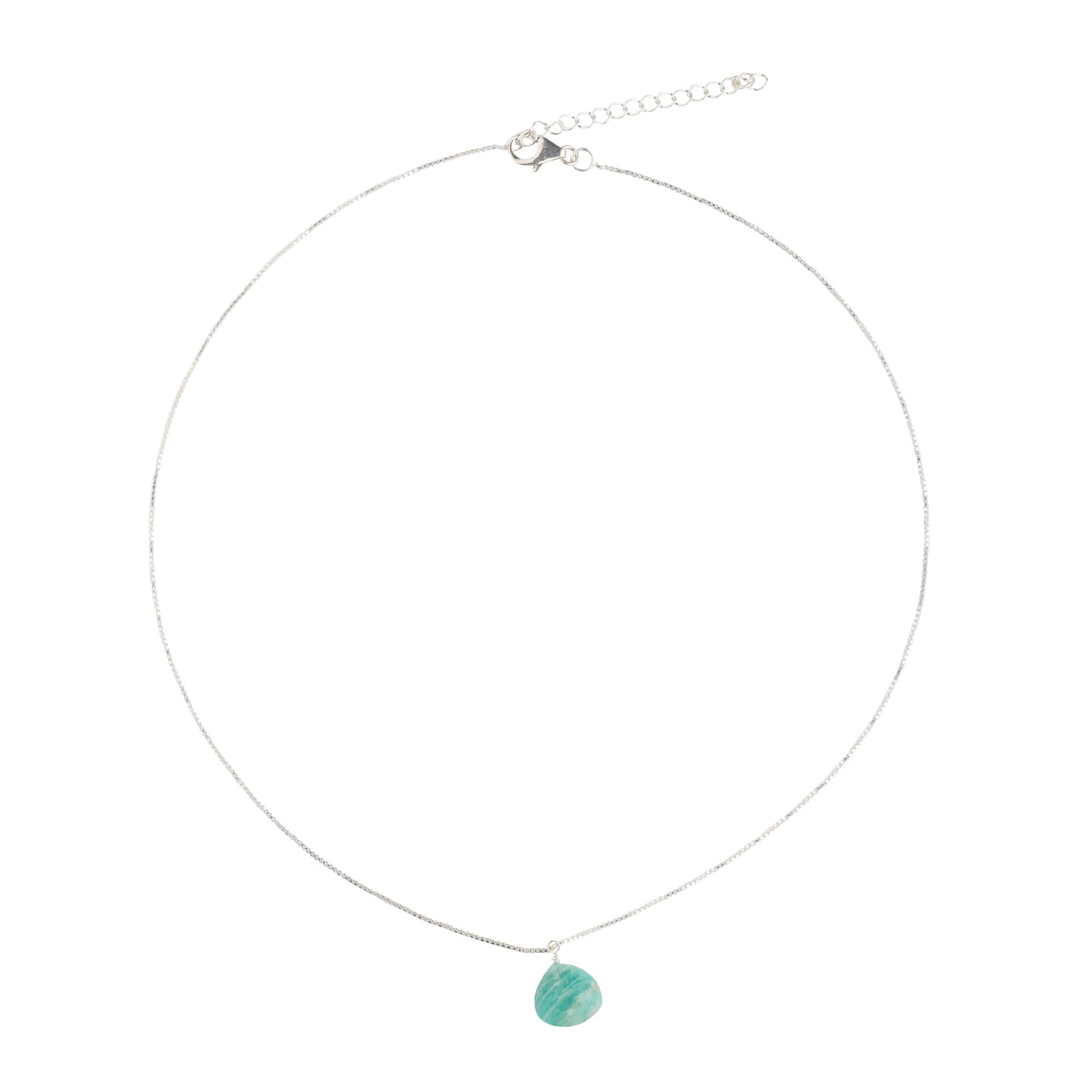 925 Sterling Silver Necklace - Amazonite Stone Pendant