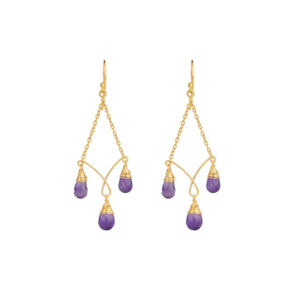 925 Sterling Silver Earrings - Amethyst Stone