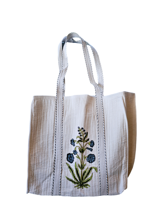 Daisy Quilted Cotton Tote Bag