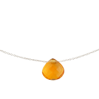 925 Sterling Silver Necklace - Citrine Stone Pendant