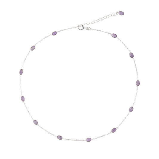 925 Sterling Silver Necklace - Amethyst Stone