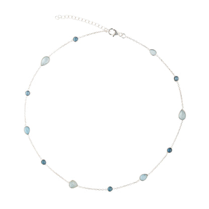 925 Sterling Silver Necklace - Kyanite and Aquamarine Stone