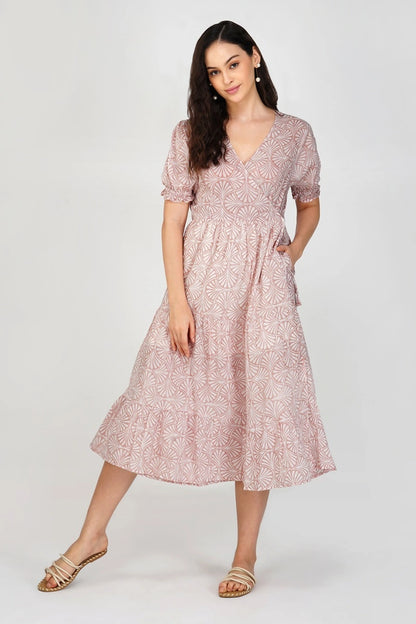 Navya Wrap Midi Cotton Dress