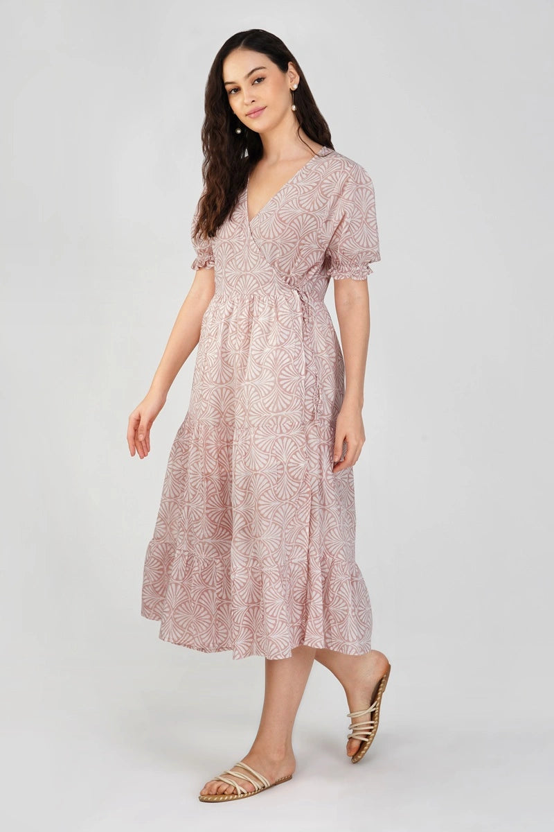 Navya Wrap Midi Cotton Dress