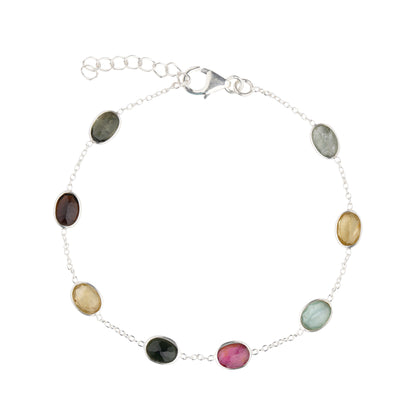 925 Sterling Silver Bracelet - Multi Tourmaline