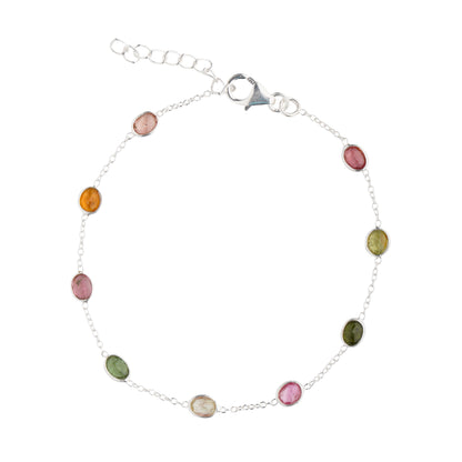 925 Sterling Silver Bracelet - Multi Tourmaline Stone