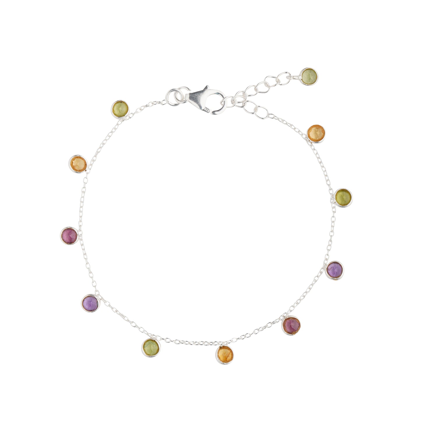 925 Sterling Silver Bracelet - Multi Tourmaline Stone