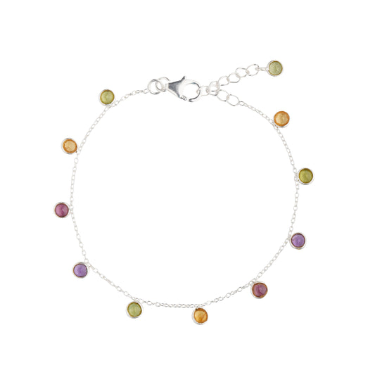 925 Sterling Silver Bracelet - Multi Tourmaline Stone