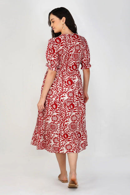 Carmine Wrap Midi Cotton Dress