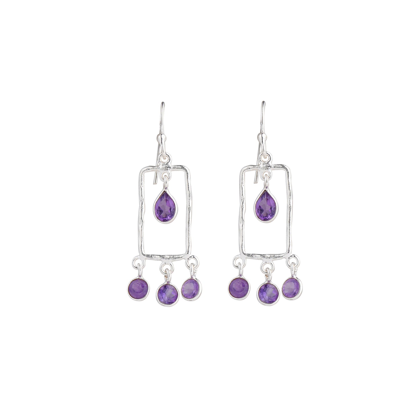 925 Sterling Silver Earrings - Amethyst stone