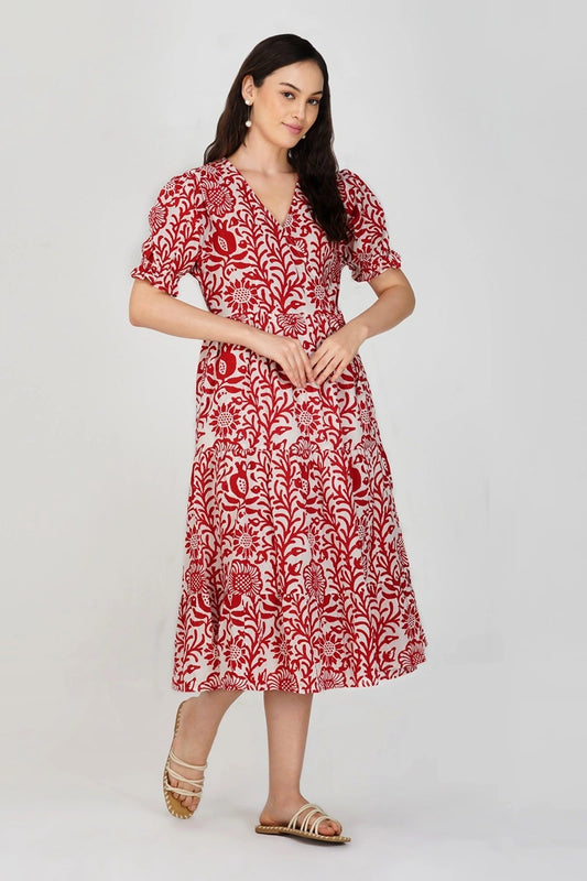 Carmine Wrap Midi Cotton Dress