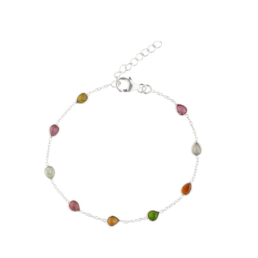 925 Sterling Silver Bracelet - Multi Tourmaline