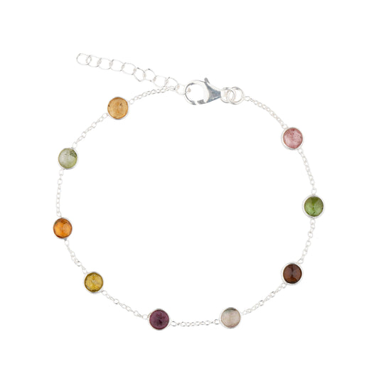 925 Sterling Silver Bracelet - Multi Tourmaline