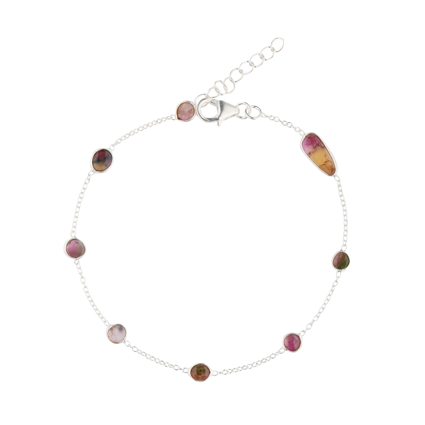 925 Sterling Silver Bracelet - Multi Tourmaline Stone