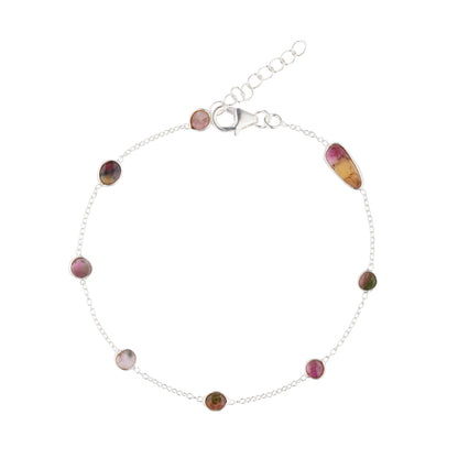 925 Sterling Silver Bracelet - Multi Tourmaline Stone