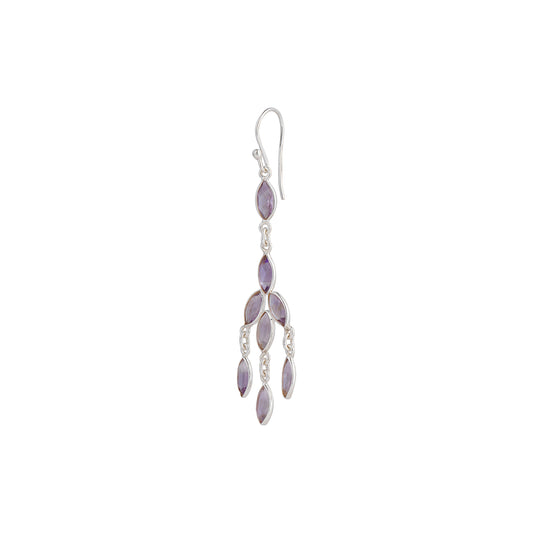 925 Sterling Silver Earrings - Amethyst Ruby Stone