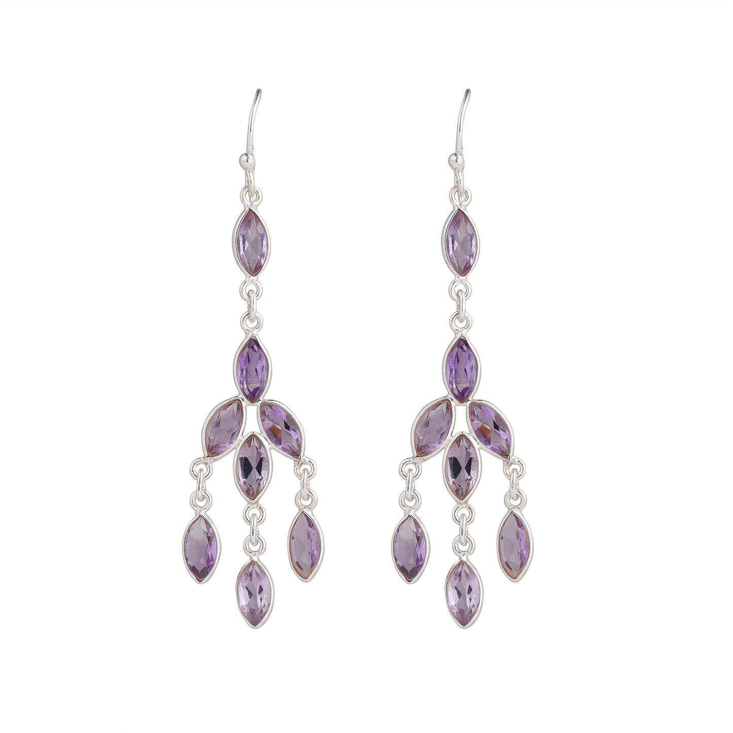 925 Sterling Silver Earrings - Amethyst Ruby Stone