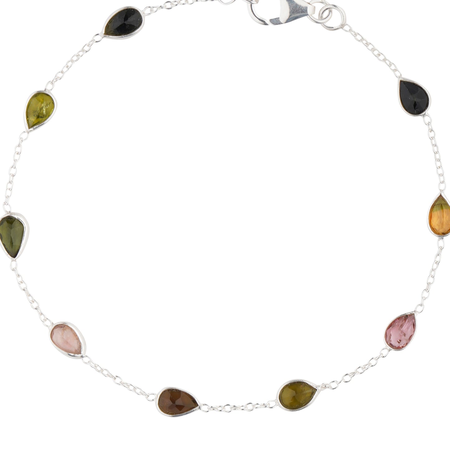 925 Sterling Silver Bracelet - Multi Tourmaline Stone