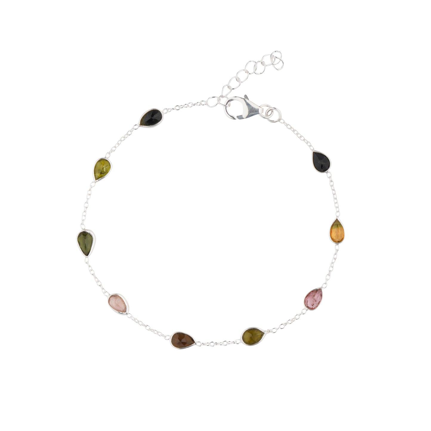 925 Sterling Silver Bracelet - Multi Tourmaline Stone