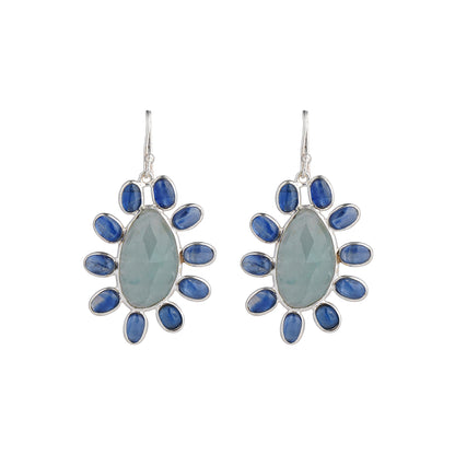 925 Sterling Silver Earrings - Kyanite and Amazonite Stones