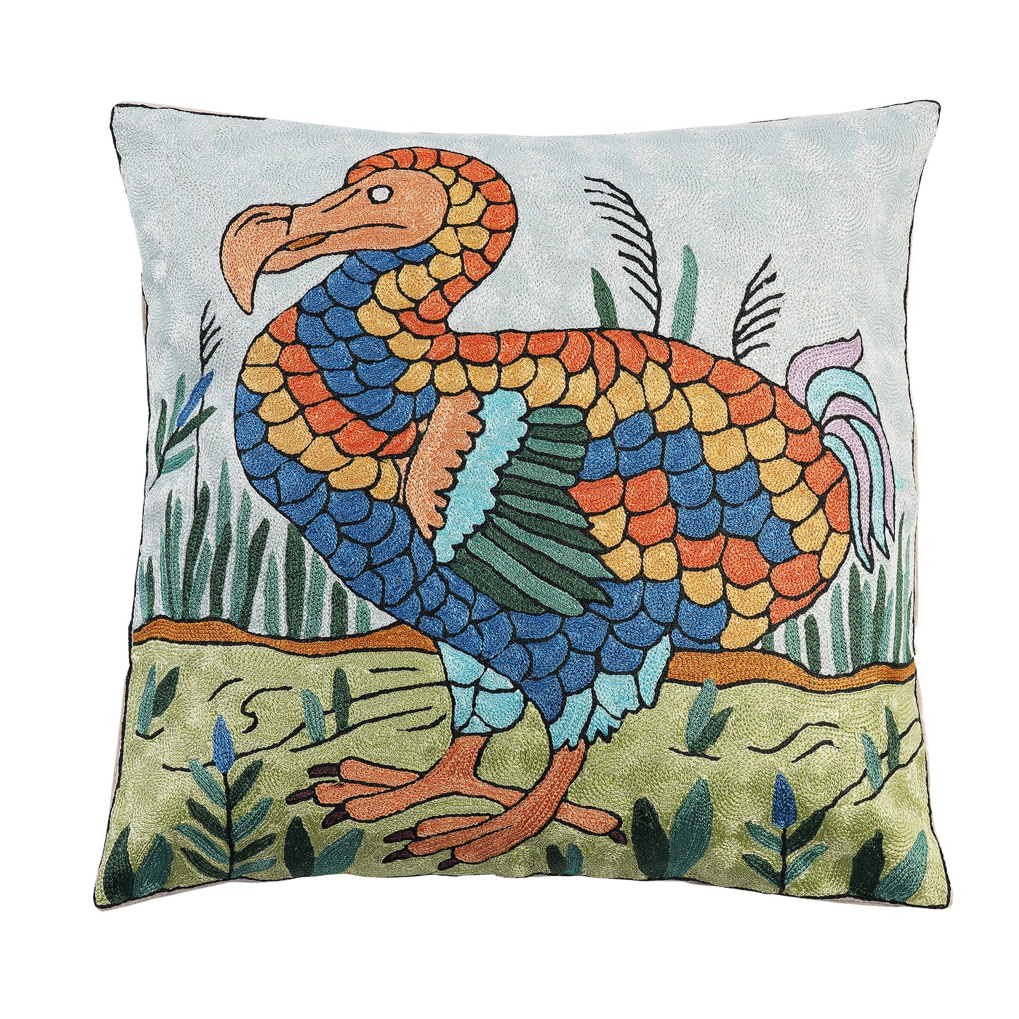 Hand Embroidered Cushion Cover - Bird