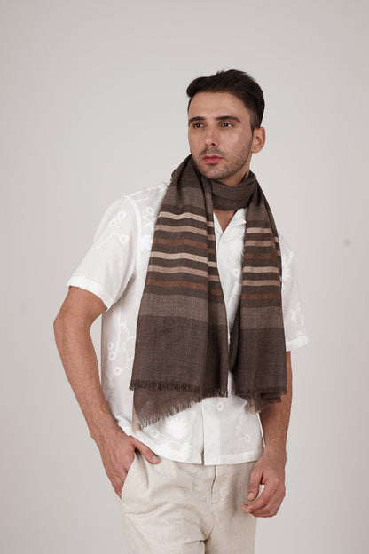 Checks and Stripes Wool Blend Wrap - Unisex Wrap