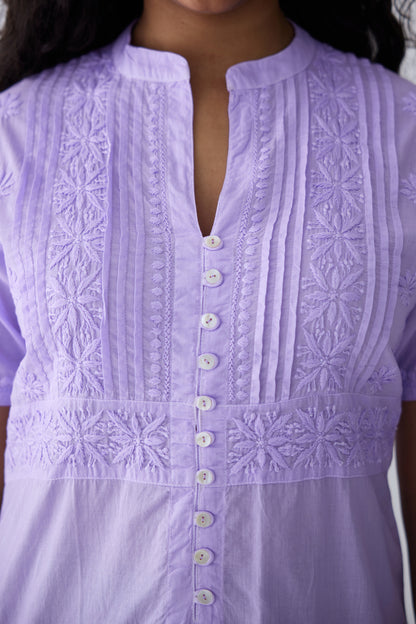 Kali Cotton Half Sleeve Top - Purple