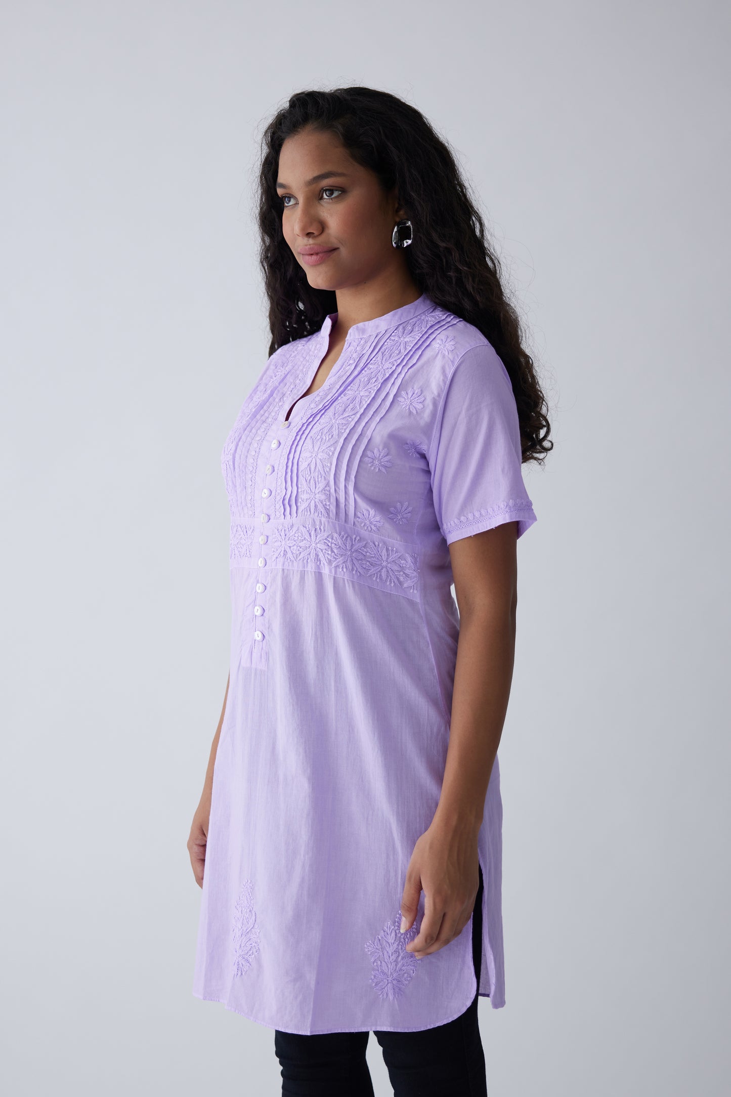 Kali Cotton Half Sleeve Top - Purple