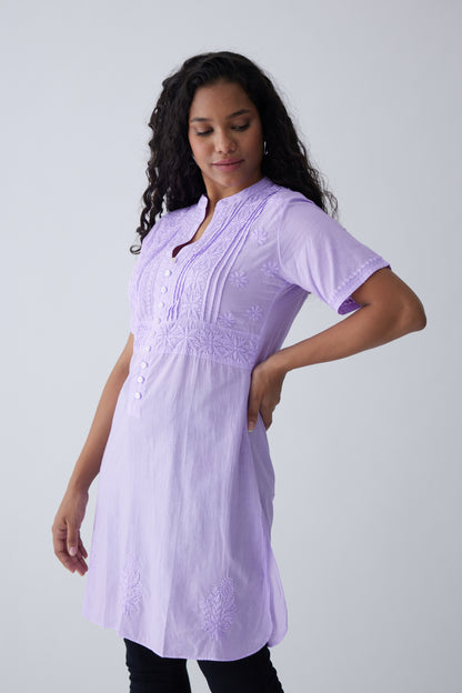 Kali Cotton Half Sleeve Top - Purple