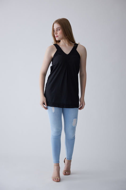 Bella Cotton Sleeveless Top - Black