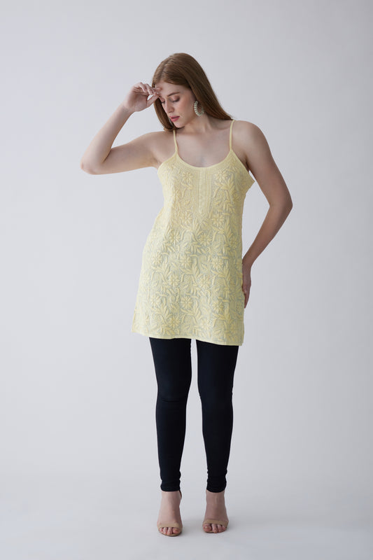 Tia Cotton Sleeveless Top - Yellow