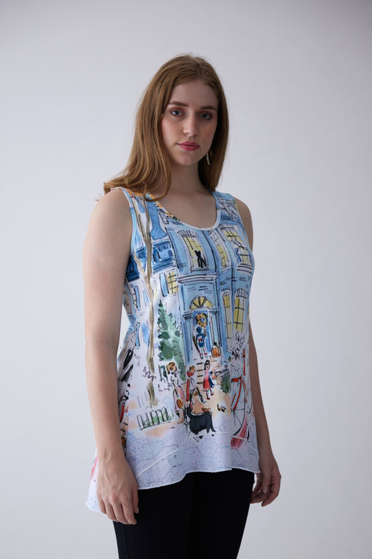 Vue de la Ville Cotton Sleeveless Top - White